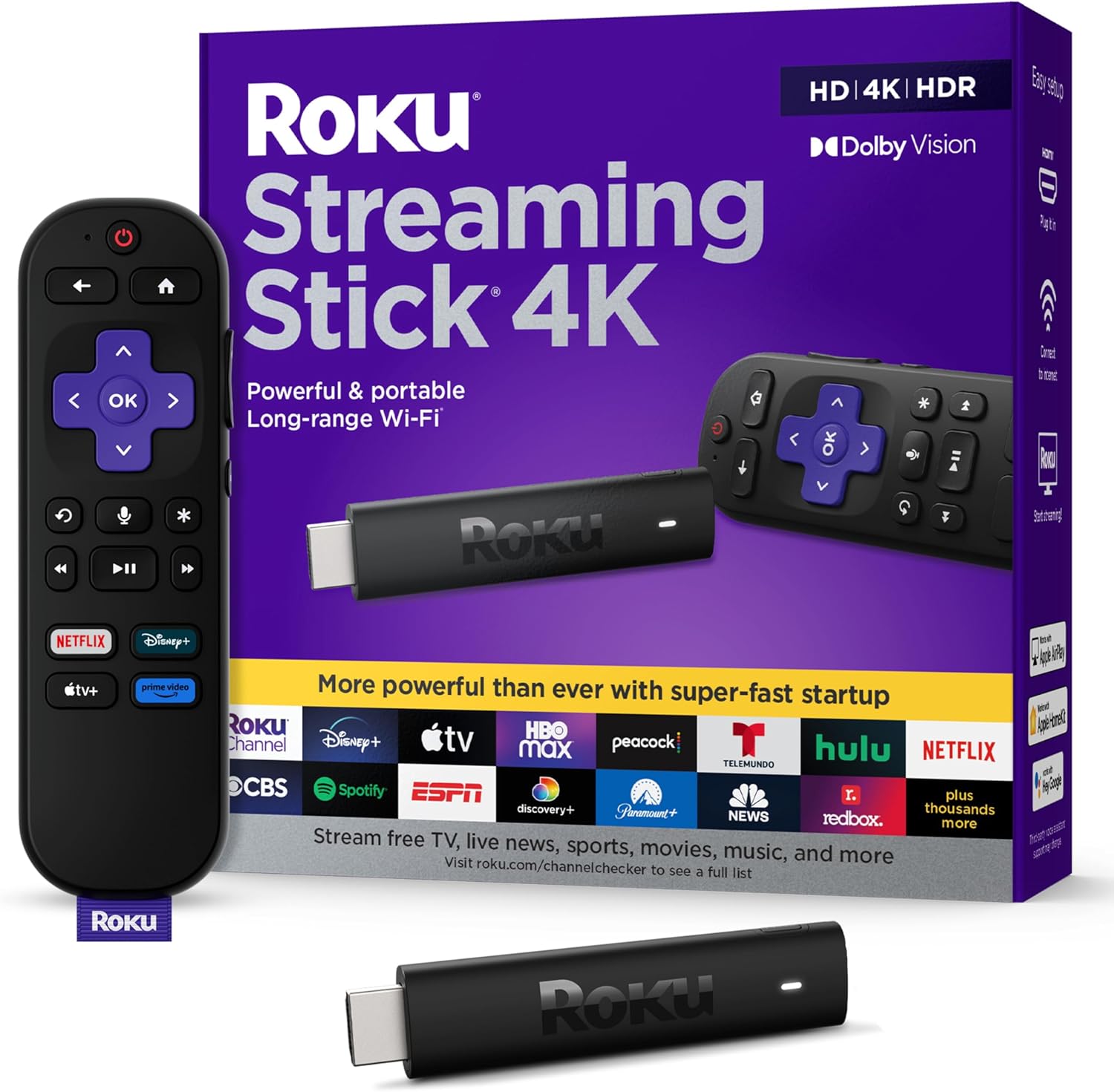 Roku Streaming Stick 4K Streaming Device with Voice Remote and TV Controls product photo