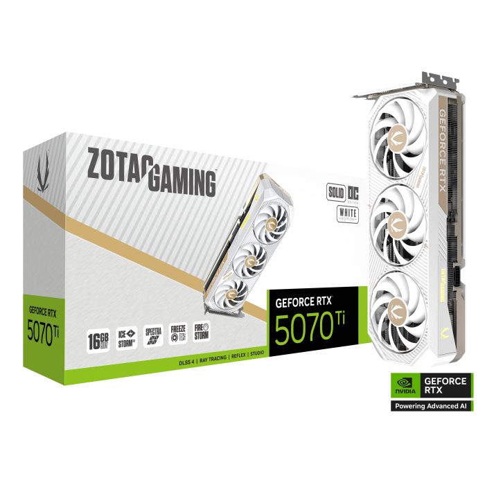 ZOTAC GAMING GeForce RTX 5070 Ti SOLID CORE OC White Edition 16GB GDDR7 product photo